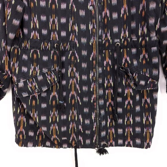 Free People Hooded Jacket The Ikat Parka Black Unlined Size Small Oversized - Picture 5 of 15